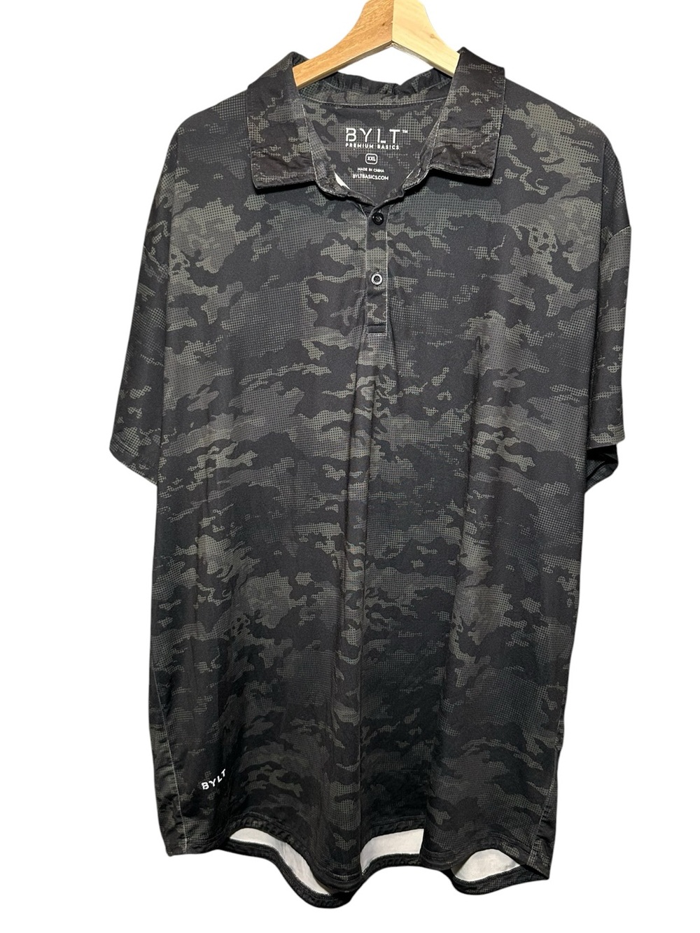 BYLT Premium Basics 19th Hole Polo Golf Camo Print Black Halftone Men XXL